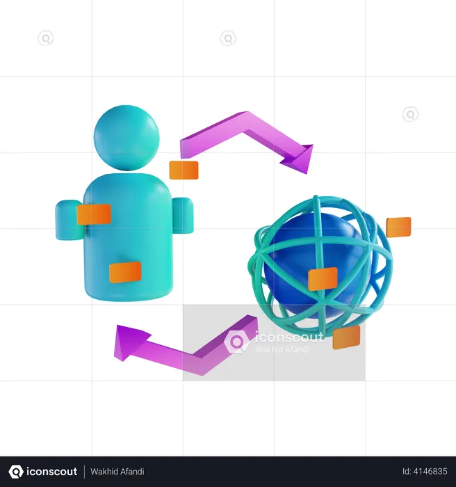 Global users flow  3D Icon