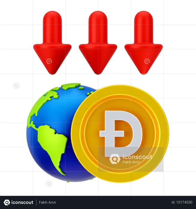 Globaler Dogecoin-Verlust  3D Icon