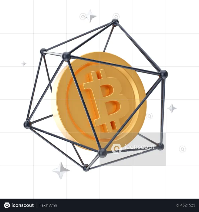 Globales Bitcoin-Netzwerk  3D Illustration