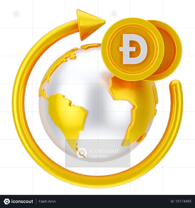 Globales Dogecoin-Wachstum  3D Icon