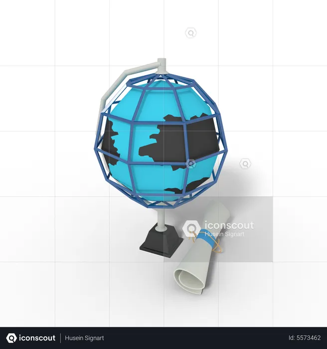 Globe and map education  3D Illustration