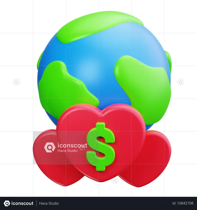 Globe Heart  3D Icon