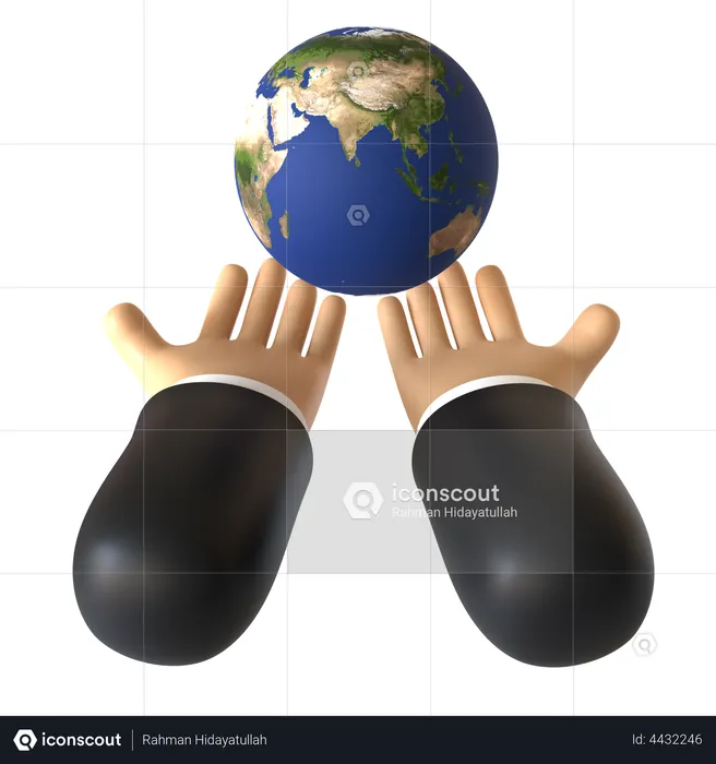 Globe Holding Hand Gesture  3D Illustration
