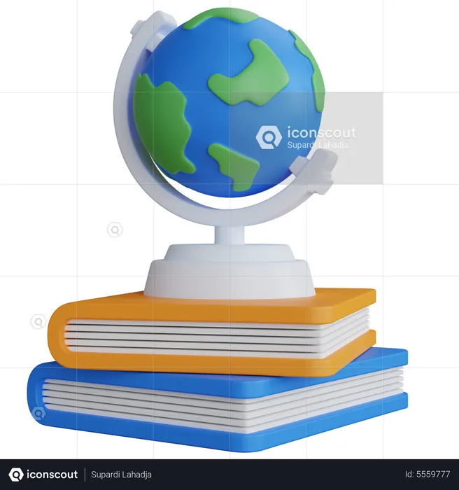 Globe On Two Books  3D Icon