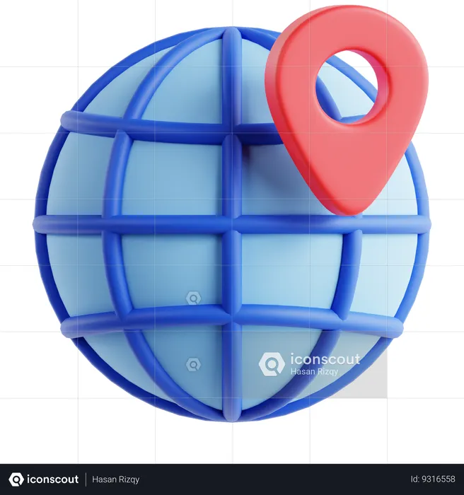 Globe Pin  3D Icon