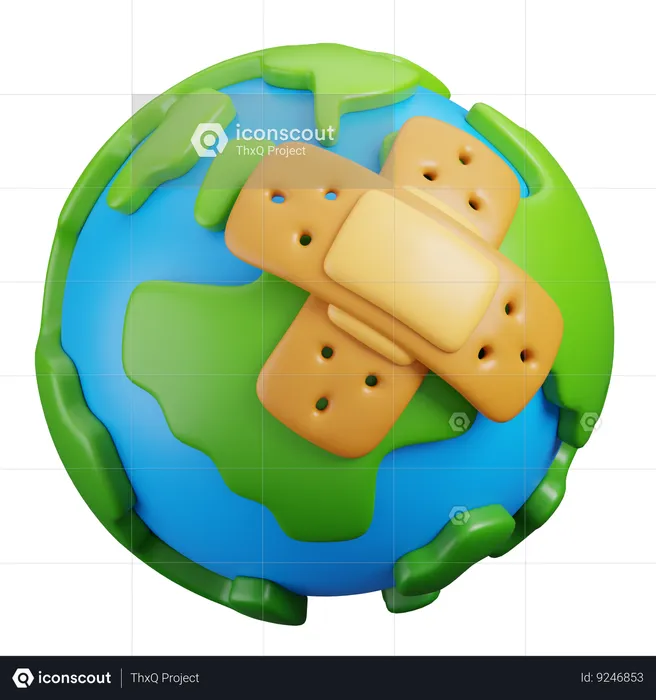 Globe with Bandage  3D Icon