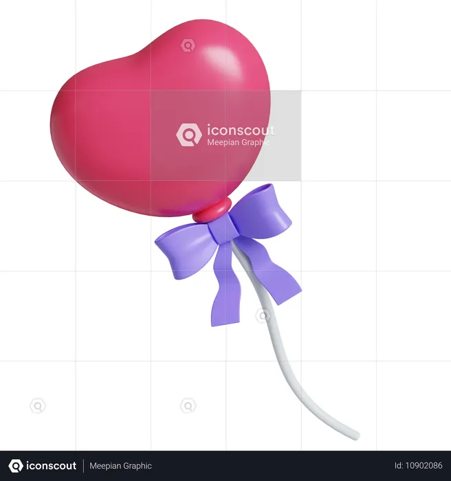 Globo de corazón con lazo  3D Icon