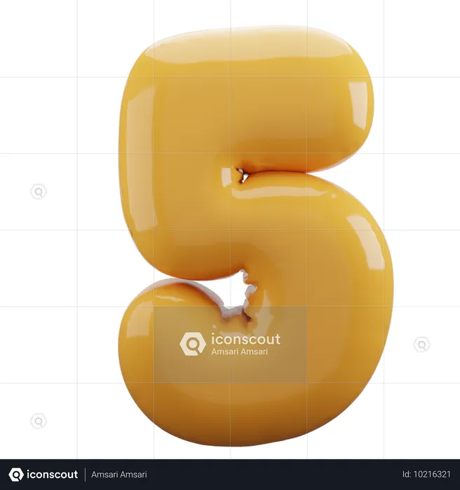 Globo numero 5 Emoji 3D Icon