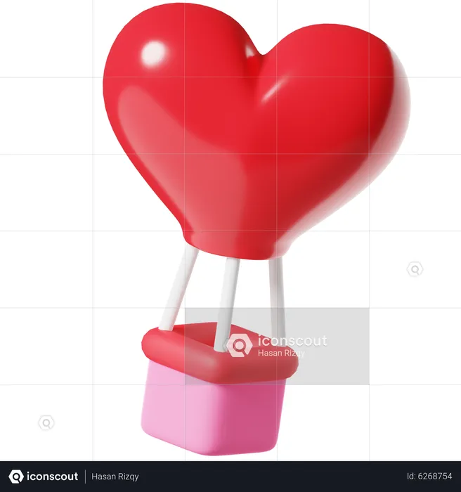 Amor globo aerostático  3D Icon
