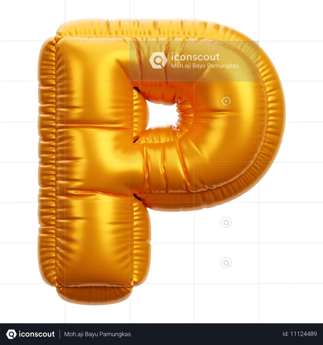 Letra p del globo dorado  3D Icon