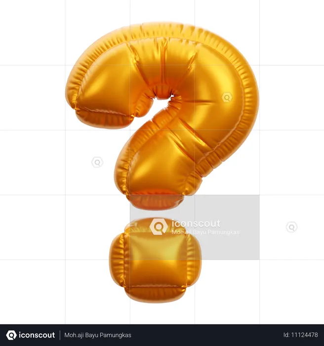 Signo de interrogación de globo dorado  3D Icon