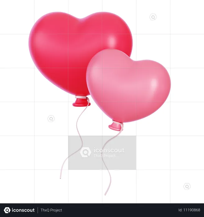 Globos de corazon  3D Icon