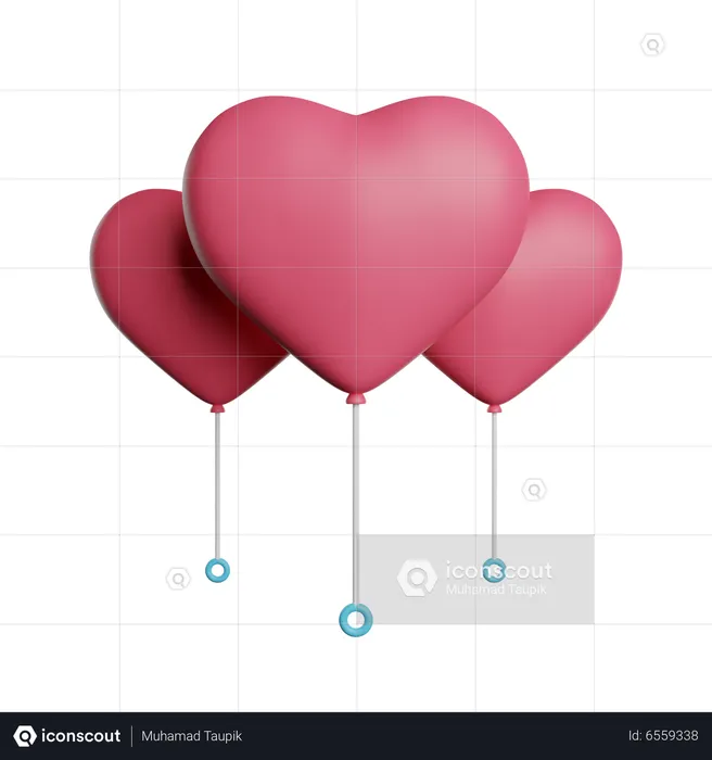 Globos de corazon  3D Icon