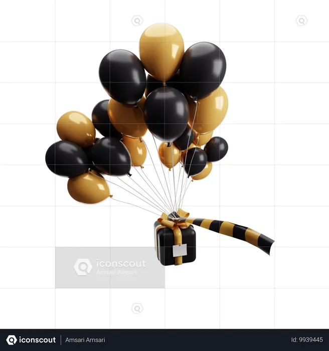 Globos de fiesta con cupón de regalo.  3D Icon