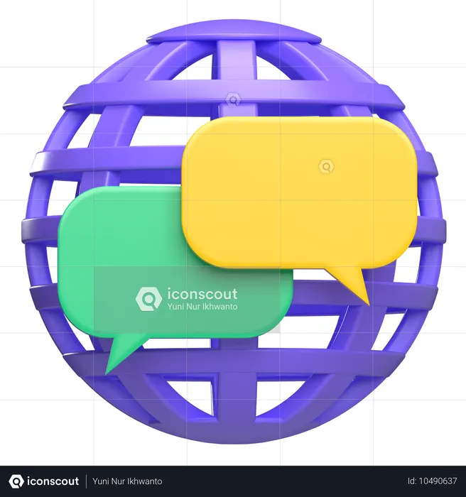Globus und Chat  3D Icon