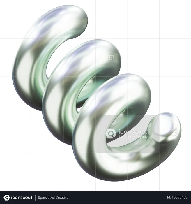 Glossy Spiral Abstract Shape  3D Icon