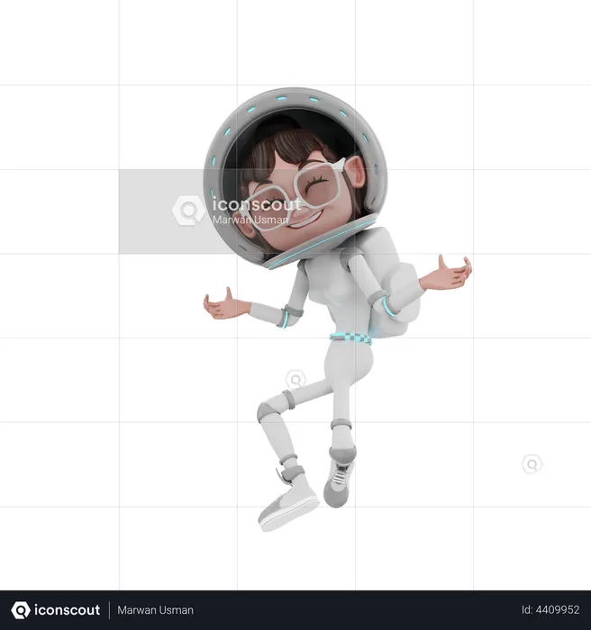 Glückliche Astronautin  3D Illustration