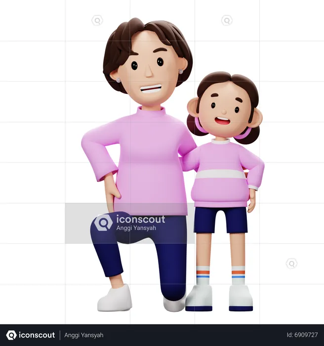 Glückliche Mutter und Sohn  3D Illustration