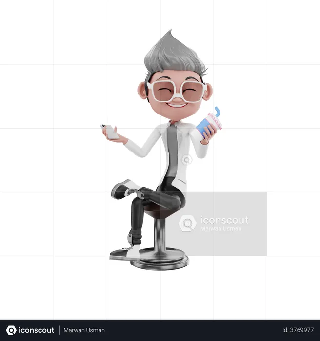 Glücklicher Arzt mit Impfstoff-Injektion  3D Icon