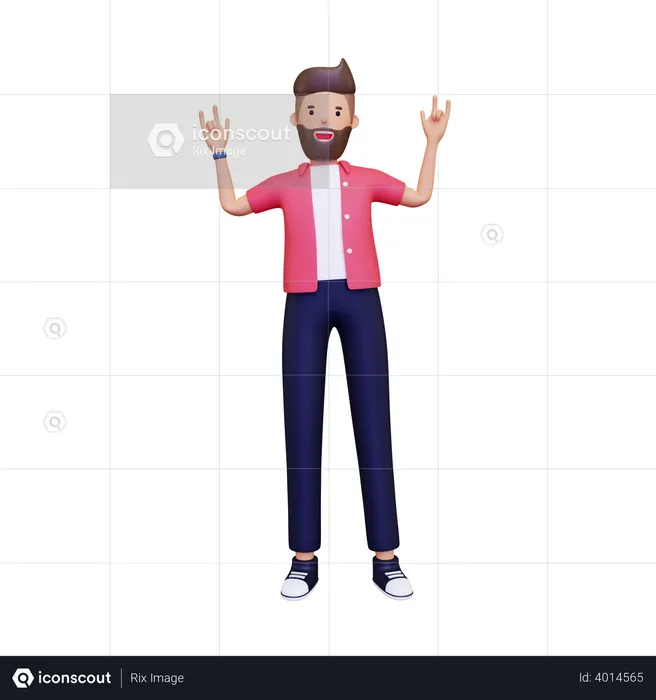 Glücklicher Mann zeigt Party-Pose  3D Illustration