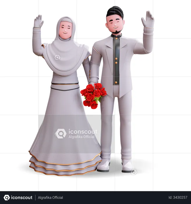 Glückliches Hochzeitspaar  3D Illustration