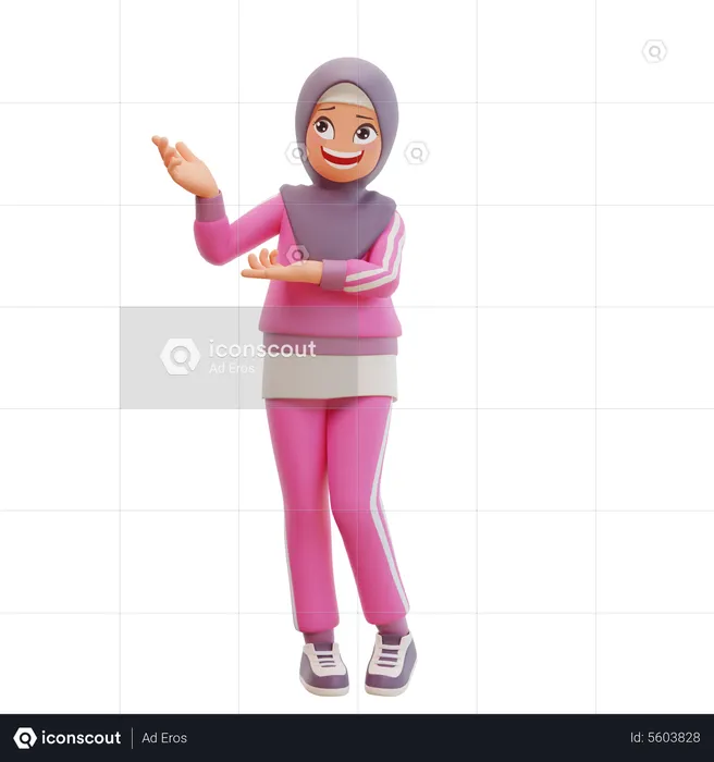 Glückliches muslimisches Mädchen  3D Illustration