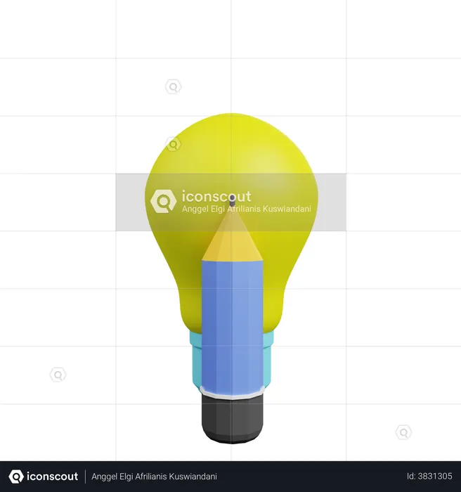 Glühbirne mit Bleistift  3D Icon