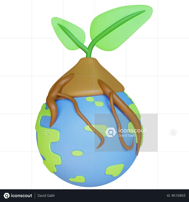 Go Green Earth With Plants  3D Illustration