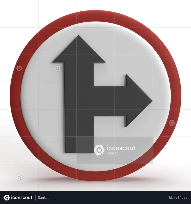 Go Straight Or Right  3D Icon