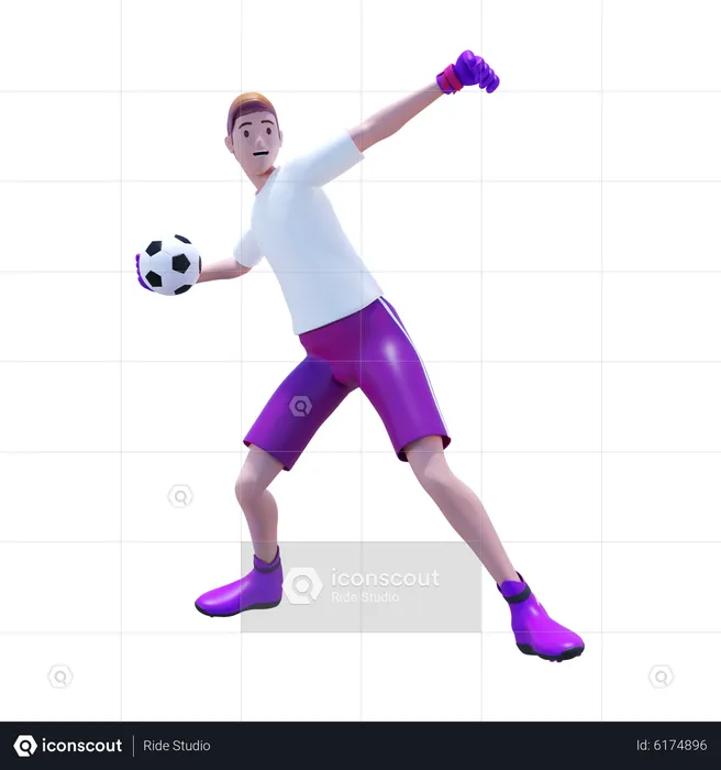 Goalkeeper Passing Ball  3D Illustration