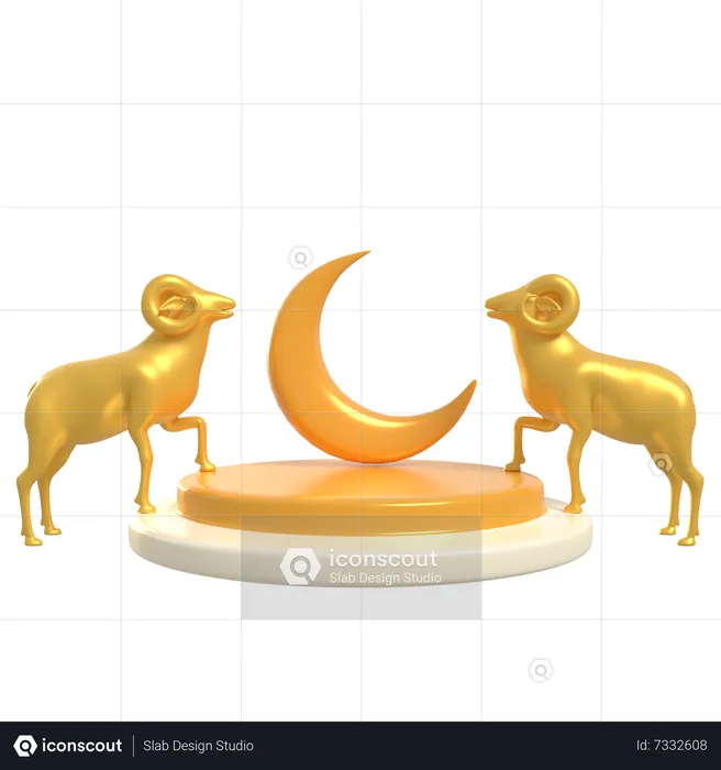 Goats Podium  3D Illustration
