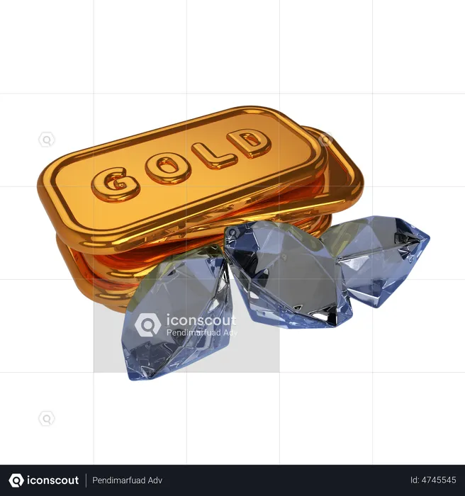 Gold And Diamond  3D Icon
