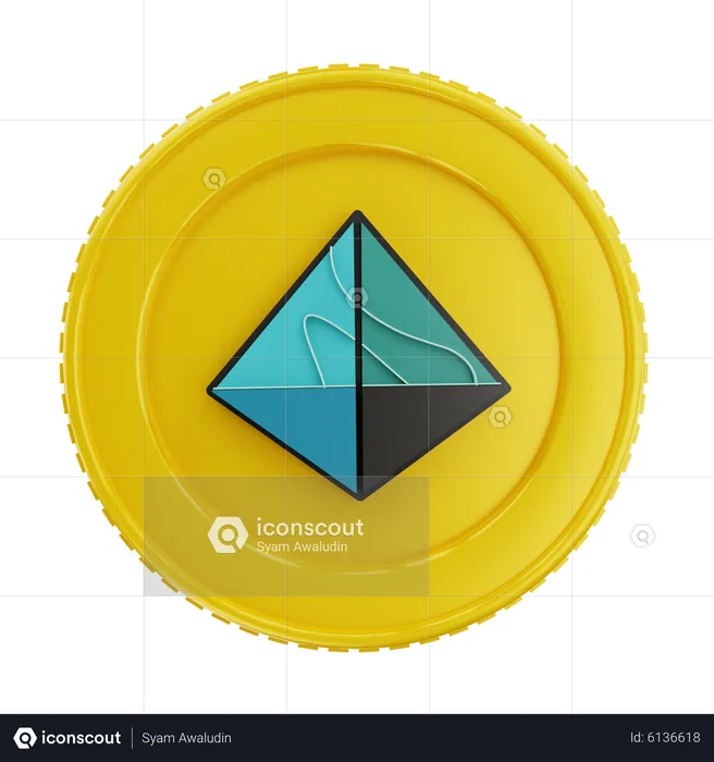 Gold Aurora Coin  3D Icon