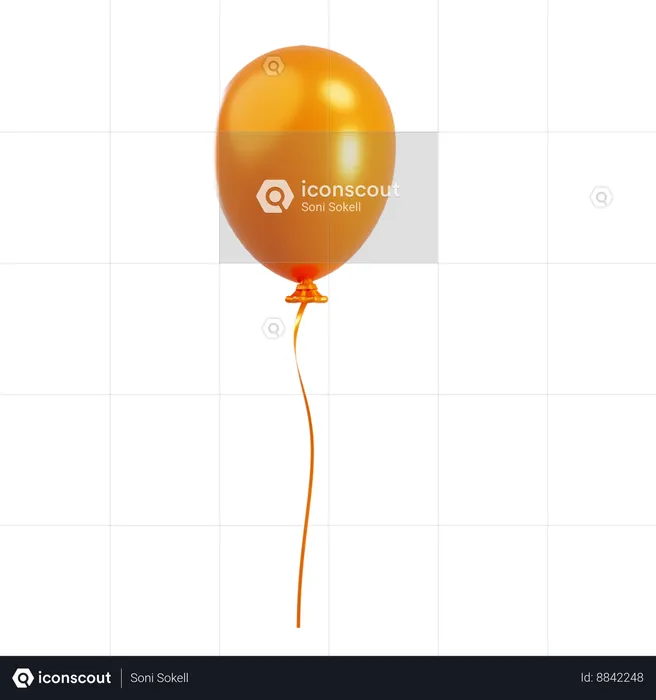 Orange Balloon  3D Icon