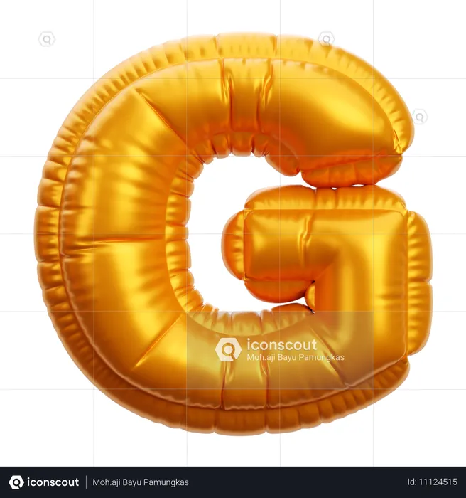 Gold Balloon Letter G  3D Icon