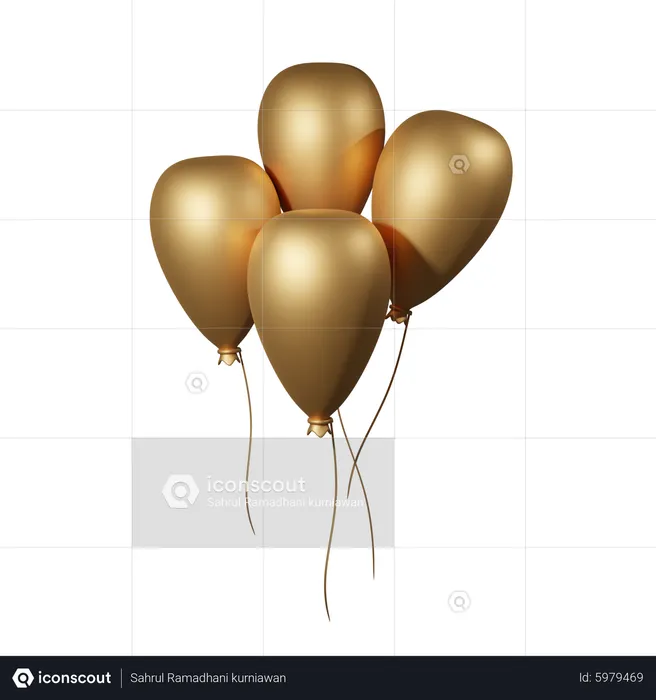 Gold balloons  3D Icon