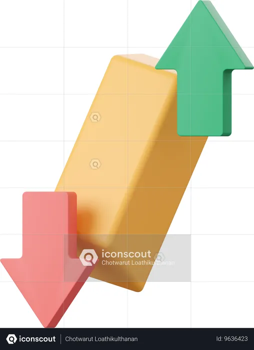 Gold Bar With Up And Down Arrow  3D Icon