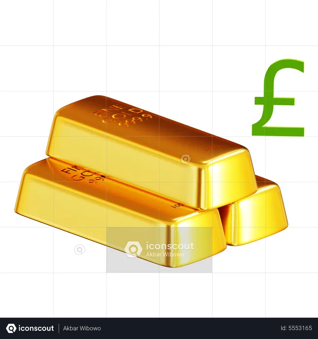 Gold Bars Pound Sign  3D Icon