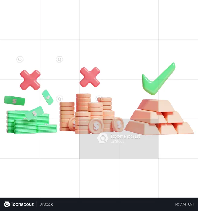 Gold Bars Saving  3D Illustration