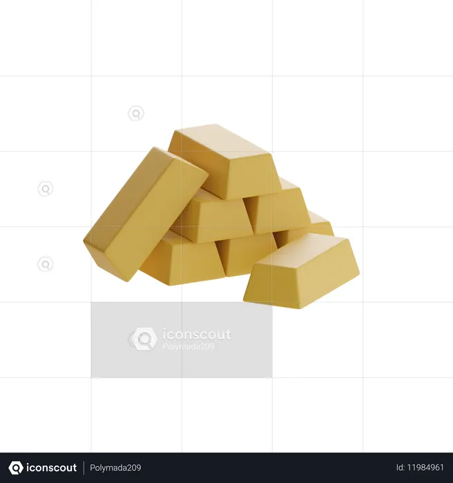 Gold Bars Stack  3D Icon