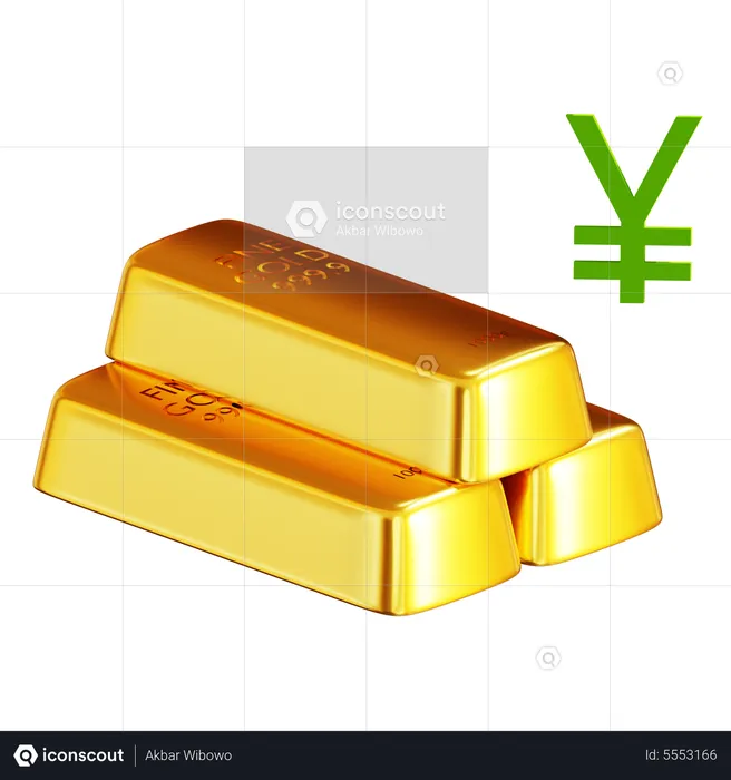 Gold Bars Yen Yuan  3D Icon