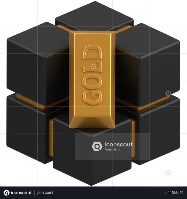 Gold blockchain  3D Icon