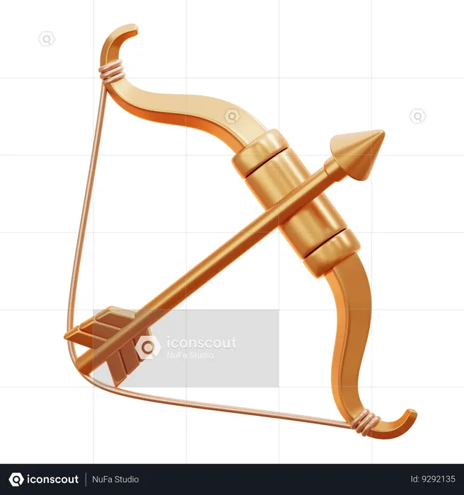 Gold Bow And Arrow  3D Icon