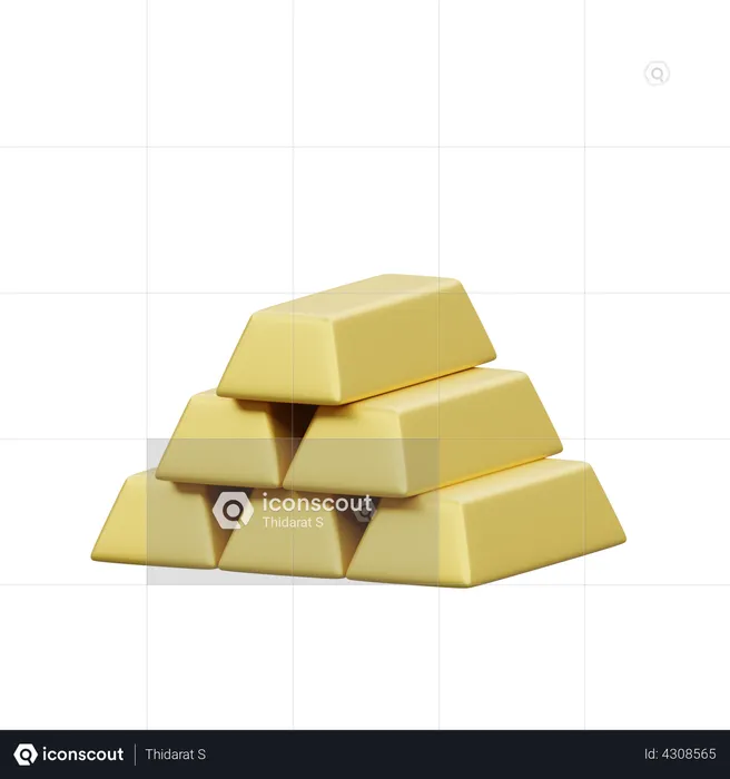 Gold bricks  3D Illustration