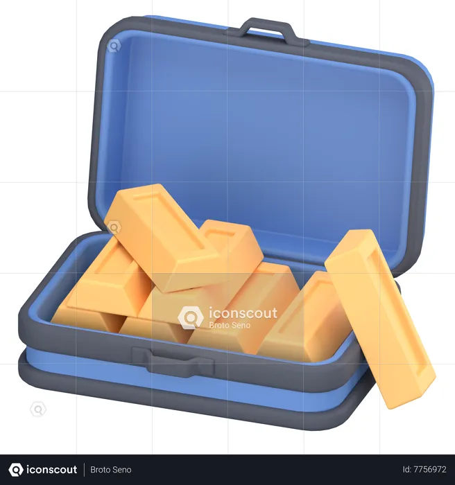 Gold briefcase  3D Icon