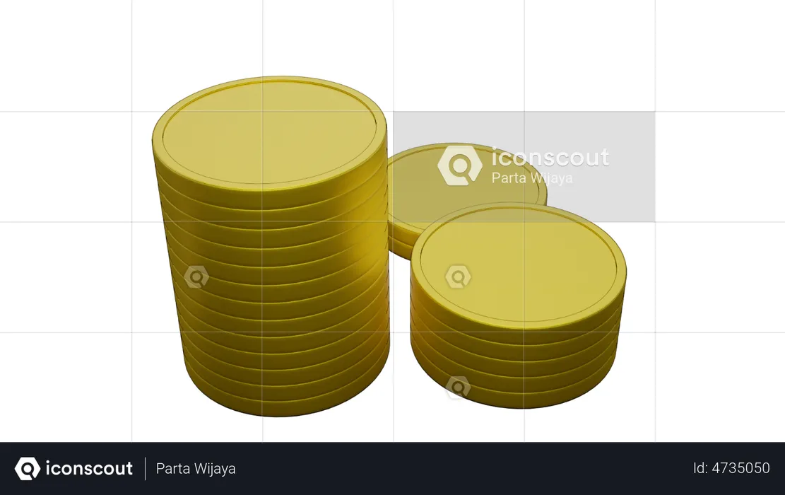 Gold Coins Stack  3D Illustration