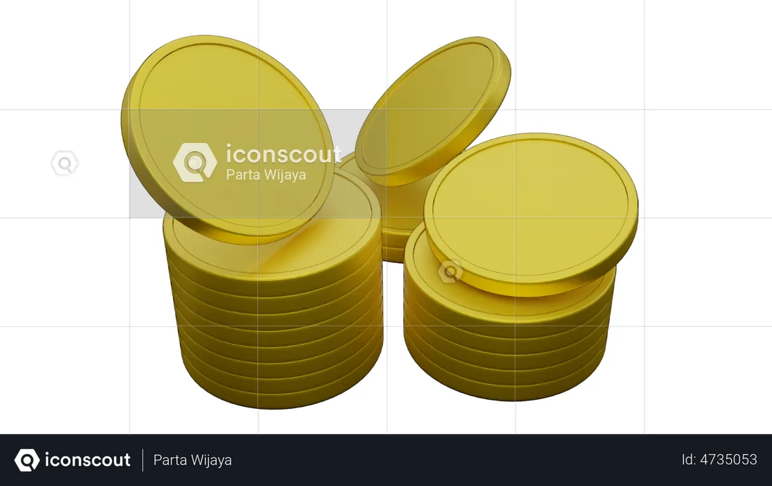 Gold Coins Stack  3D Illustration