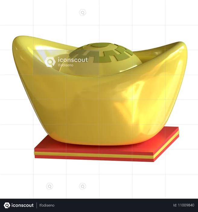 Gold Coins Yuanbao  3D Icon
