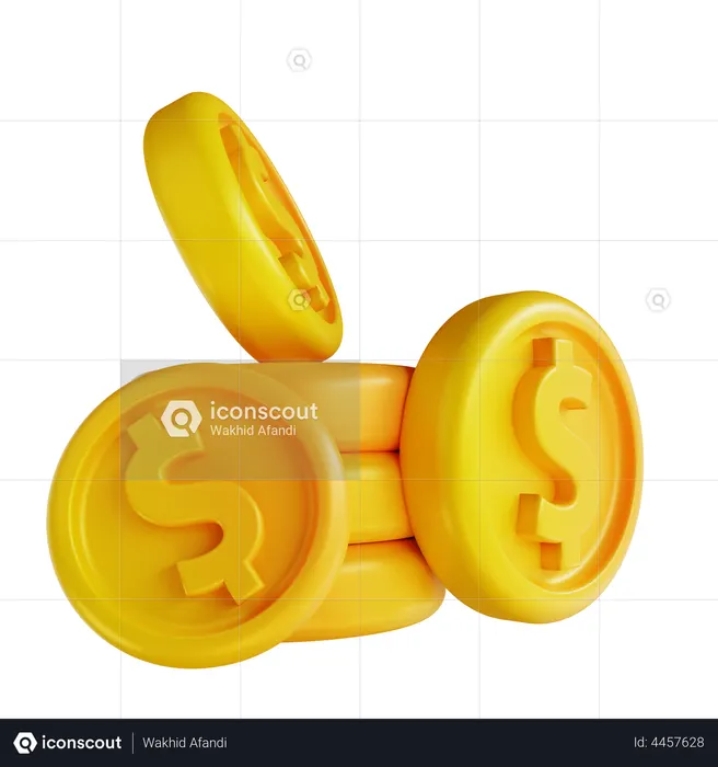 Gold Dollar Coin  3D Illustration