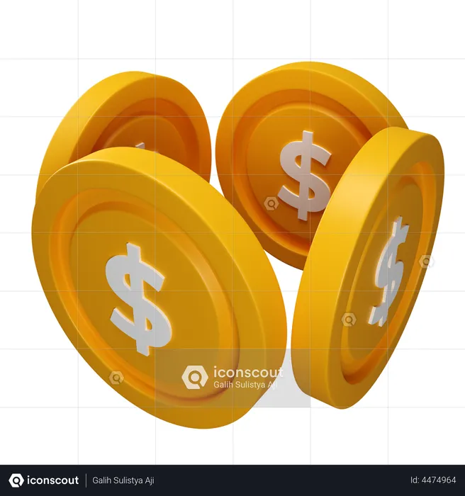 Gold Dollar Coin  3D Illustration